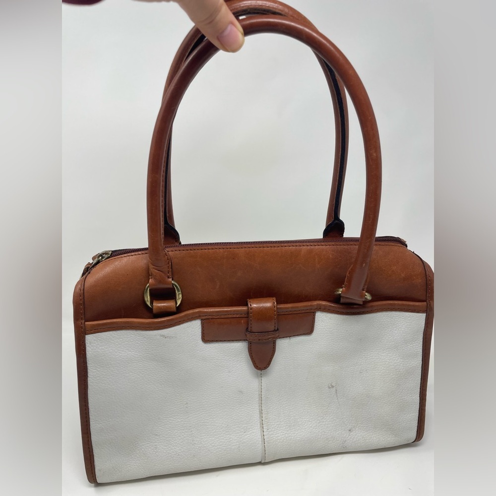 Liz Claiborne Brown and White Leather Shoulder Bag